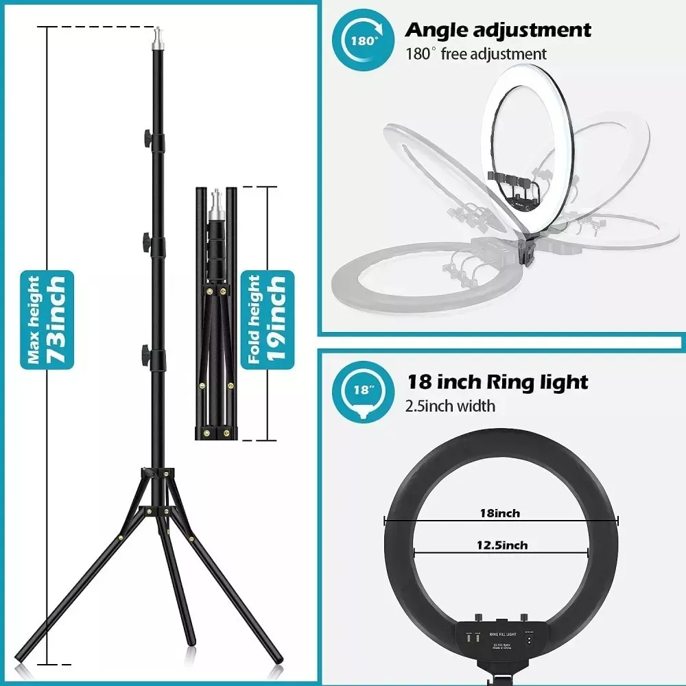 Aro De Luz De 45cm Con 3 Soportes para Celular + Trípode